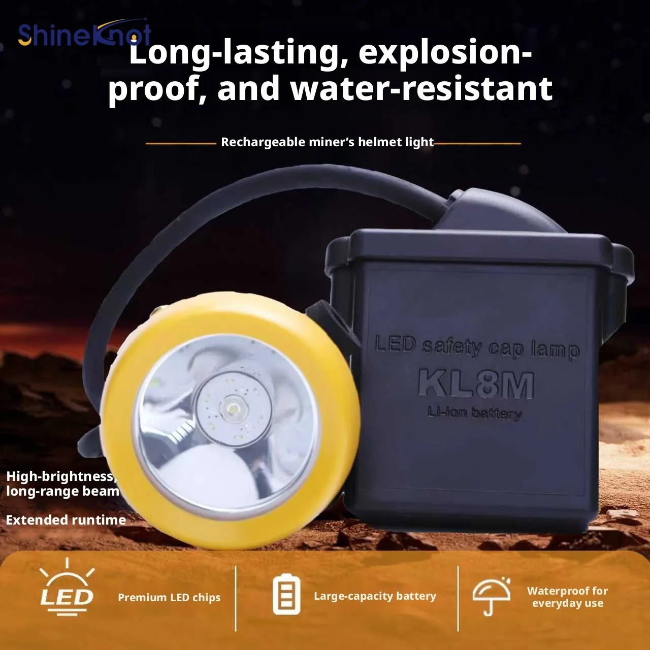 SHINEKNOT Head Mounted Mining Lamp Waterproof Explosion-Proof Long-Lasting Rechargeable Headlight LED Long-Range Fishing Light view 3