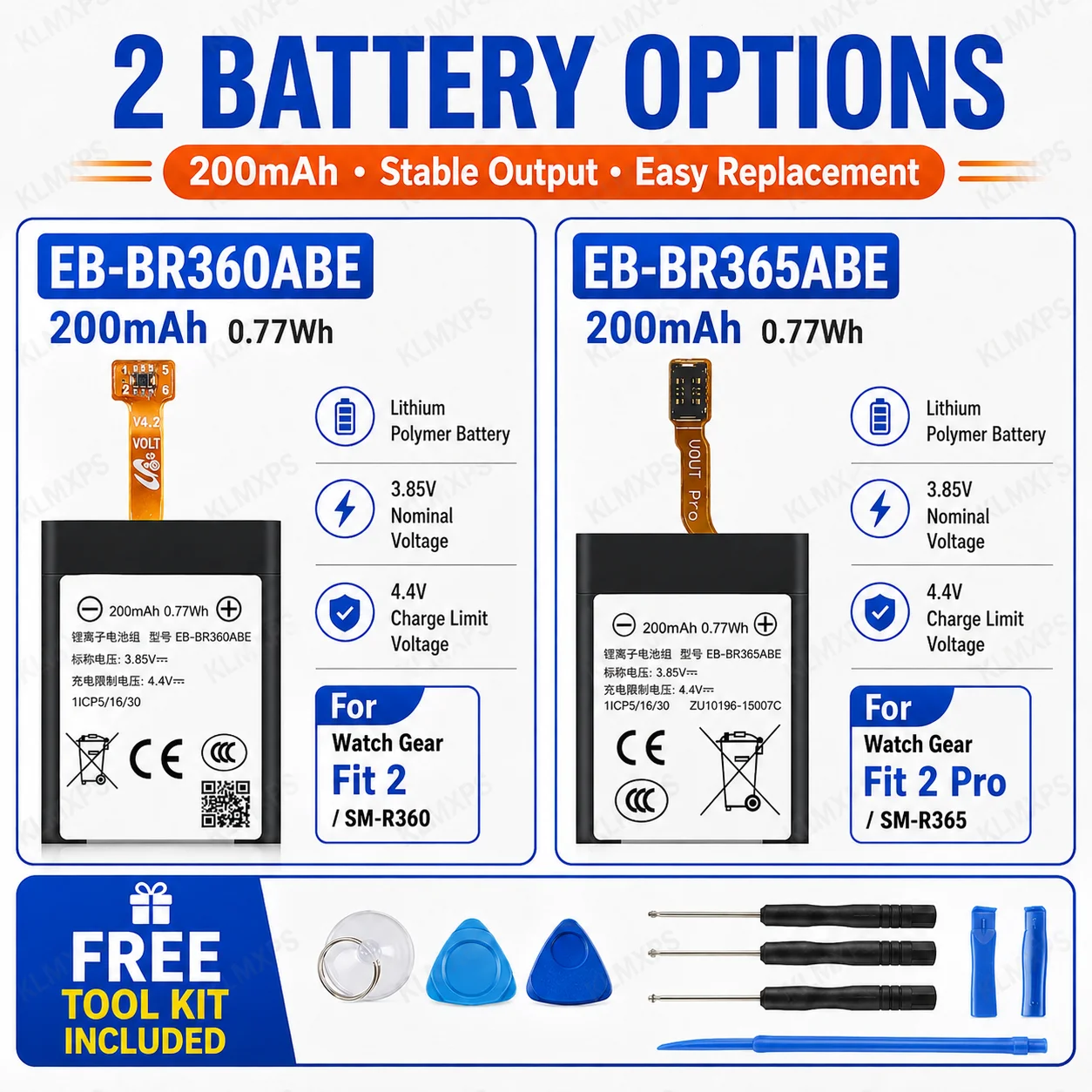 Smart Watch Replacement Battery EB-BR365ABE EB-BR360ABE For Samsung Gear Fit2 Fit 2 Pro SM-R360 SM-R365 R360 R365
