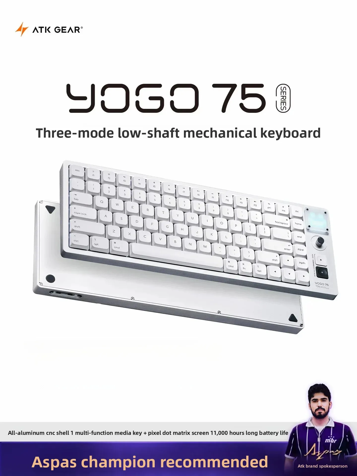 ATK YOGO 75 PRO Low-Switch Mechanical Keyboard Aluminum Tri-mode Wireless Long Battery Life Gaming Keyboard Gasket PC Gamer Gift