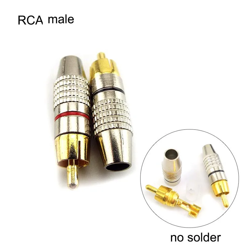 RCA Male Connector Non Solder plug Adapter for Audio Cable Plug Video CCTV camera Solder-Free u26