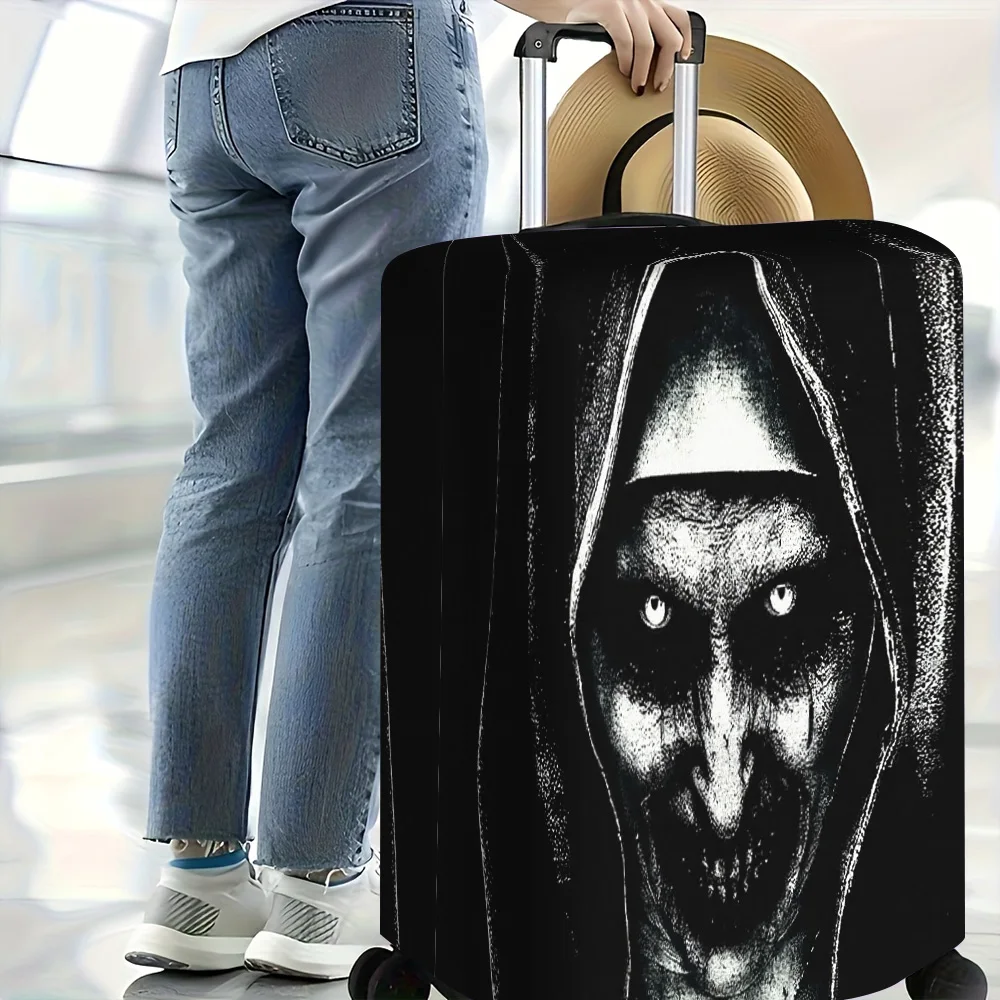 1pc of luggage cover with a scary human face print. Fits 18–32-inch suitcases; perfect for Halloween decorations
