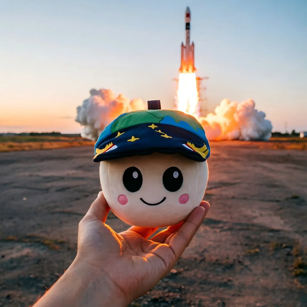 

10cm Soft Rise Moon Plush with Earth Cap Cute Stuffed Doll for Kids Space Themed Bedroom Decoration