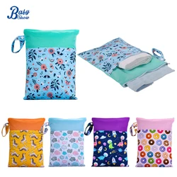 25*35Cm Wasbare Herbruikbare Doek Luier Natte Luiertas Waterdichte Zwemsport Reizen Draagtas Dubbele Ritssluiting Natte Tassen Voor Baby