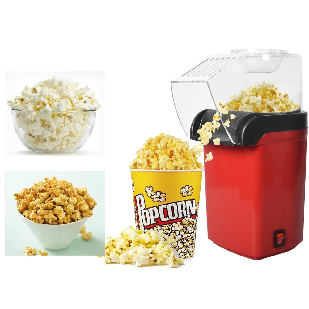 Maszyna do popcornu bez tłuszczu, szybka przygotowka na gorące powietrze, z miarką, przezroczysta pokrywa.