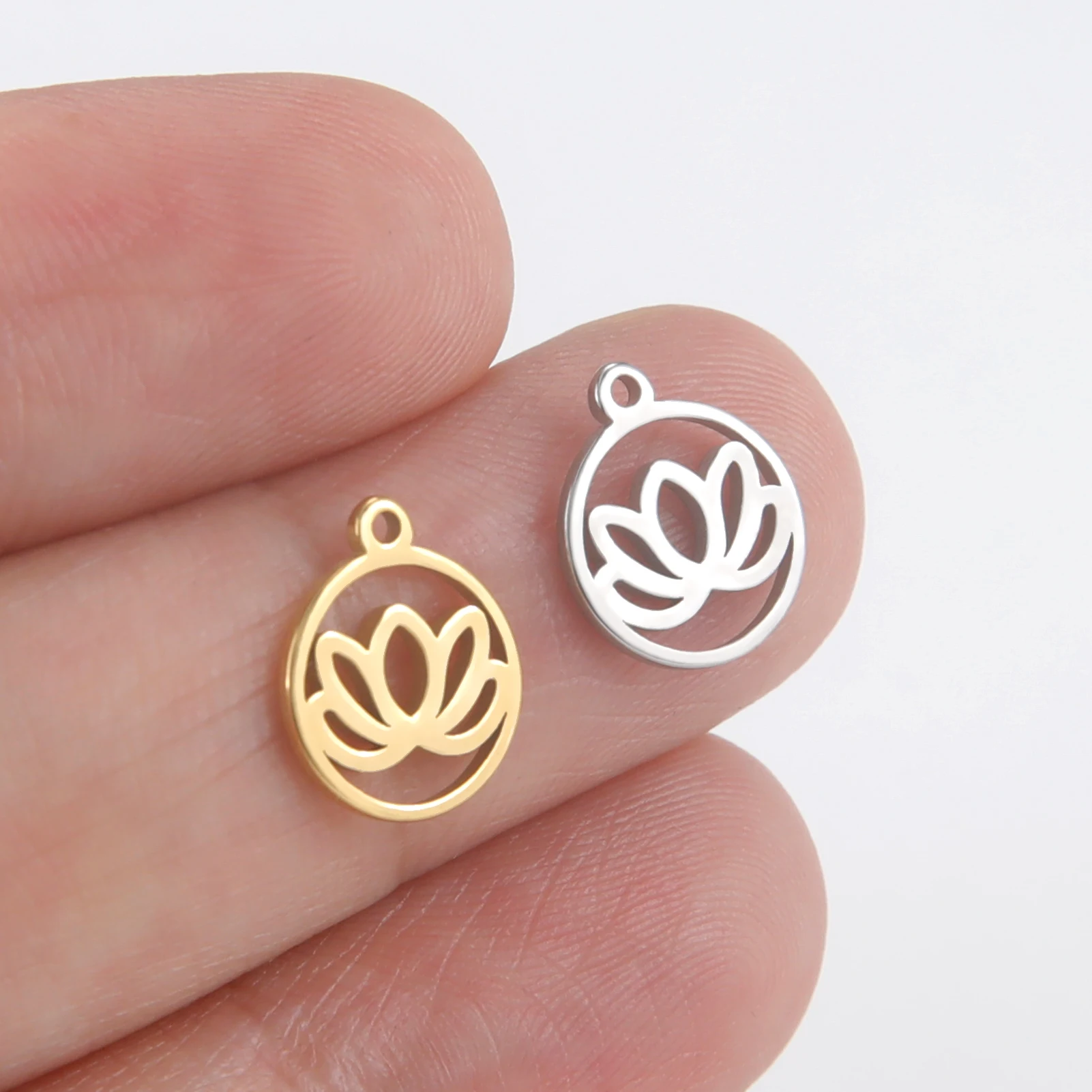 Skyrim 5 Stück/Set Edelstahl Lotusblumen-Anhänger für Schmuckherstellung Chakra Buddhismus DIY Anhänger für Ohrringe Halsketten Armbänder – Detail 9