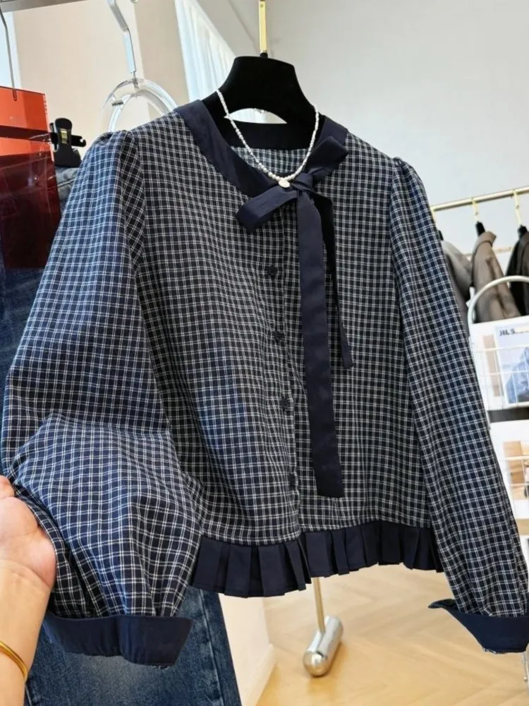 

Осенне-зимняя офисная одежда на пуговицах с длинными рукавами, клетчатая рубашка, женские корейские свободные элегантные блузки Laides, рубашки, топы Blusa Feminina