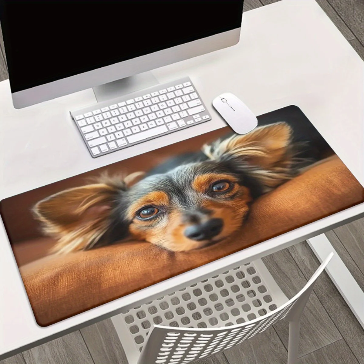 1pc Cute Puppy Lunch Break Design Mouse Pad - Non-Slip Rubber Base Gaming & Office Desk Mat with High-Resolution Print, Durable