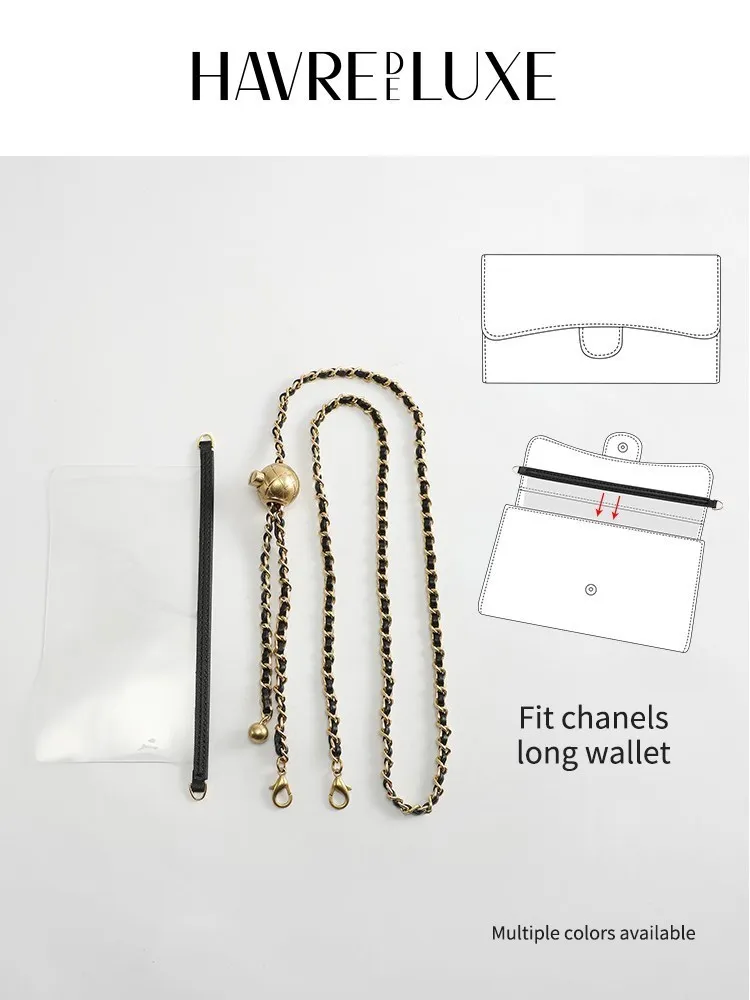 Classic Style Long Wallet Transformationcf Bag Adjustable Crossbody Golden Ball Chain Shoulder Strap Single-purchase Accessories