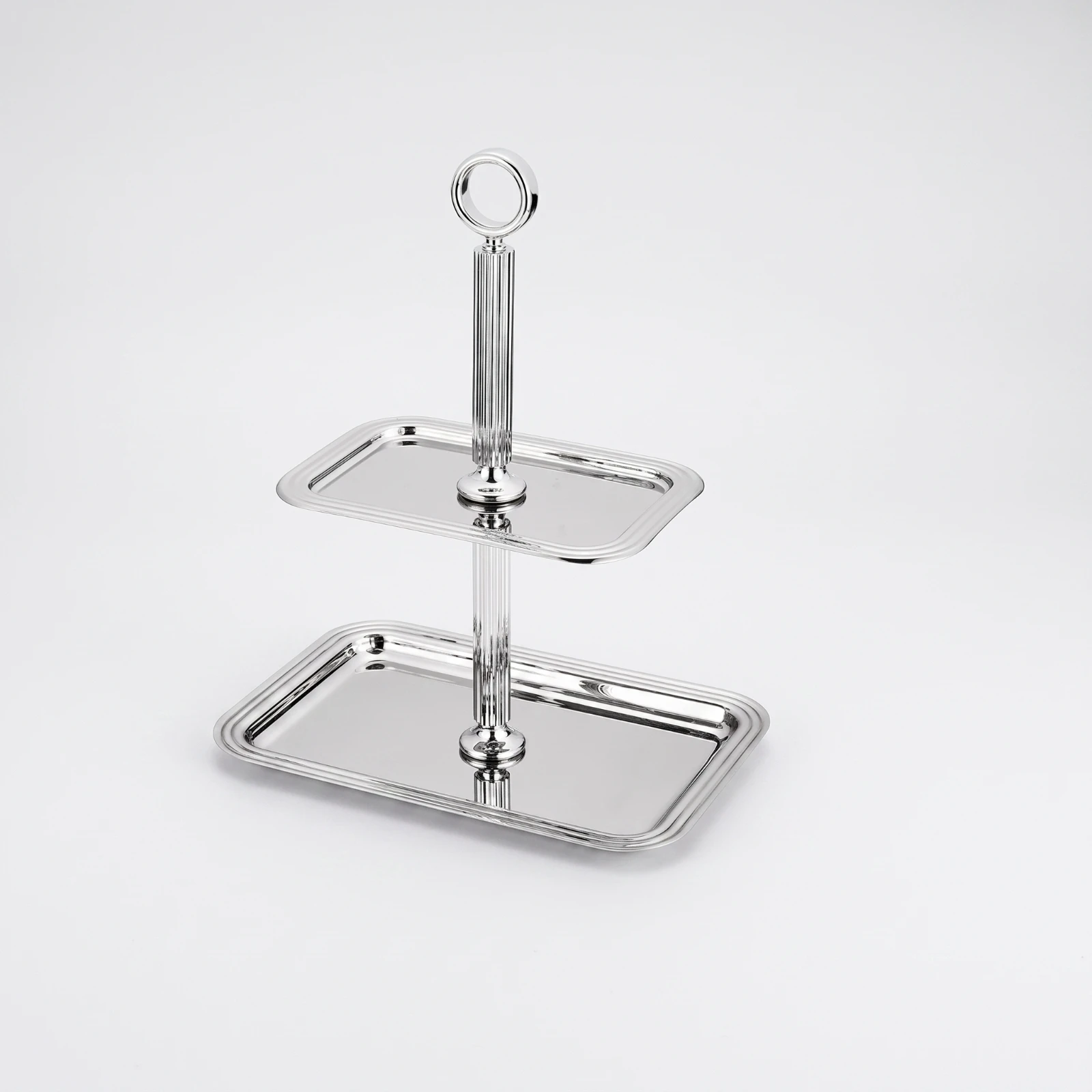 2-Tier Cake Stand Rectangular Two-Tier Serving Tray Cake Stand with Handle Food-Grade Easy to Clean for Hosts, Afternoon Tea - view 2