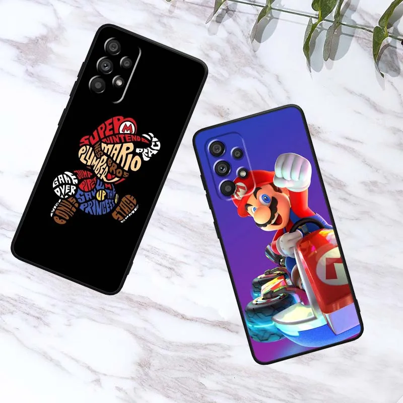 슈퍼 M-M-Marios 만화 캐릭터 커버 삼성 A41 A35 A34 A33 A32 A25 A24 A23 A21s A06 A05 A04 A03 노트 10 20 울트라 5G 블랙