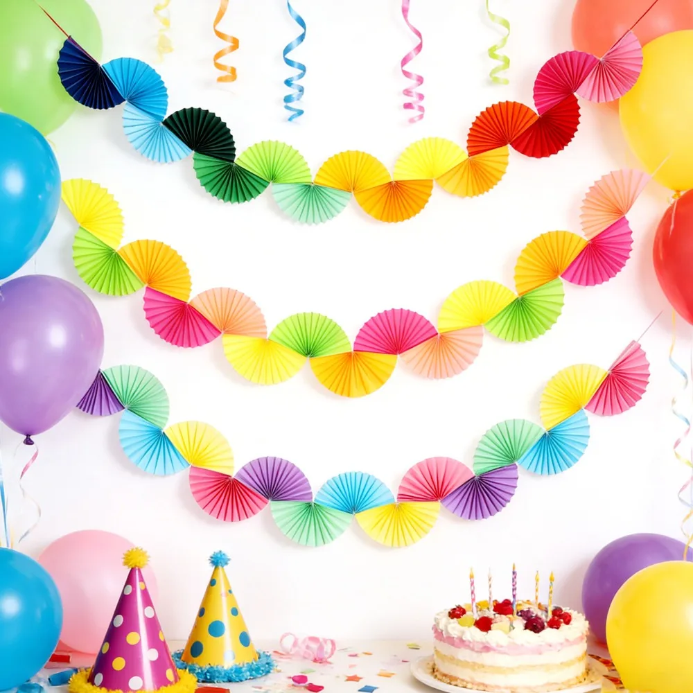 1 Stück Niedliches Buntes Fächerbanner für Geburtstagsfeiern, Babypartys, Hochzeiten, Kindergärten, Schulen, Karneval und Weihnachtsfeiern – Detail 4