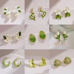 New Trend Contracted Sweet Fresh Flowers Drop Earrings 2023 Spring Summer Fine Versatile Women Jewelry Girl's Earrings