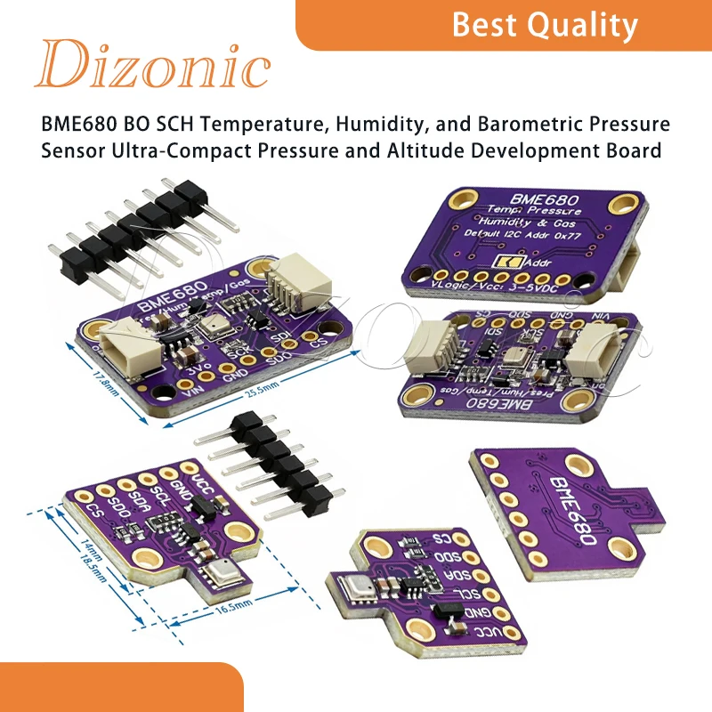 

Dizonic BME680 BO SCH Temperature, Humidity and Barometric Pressure Sensor Ultra-small Pressure Height Development Board