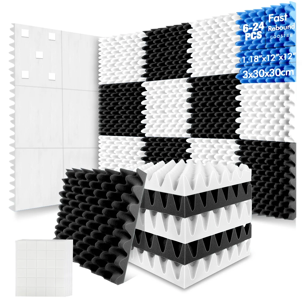 

12 Pack Acoustic Foam Panels 2" x 12" x 12" Sound Proof Foam Panles Soundproofing Noise Cancelling Wedge Panels for Home Office