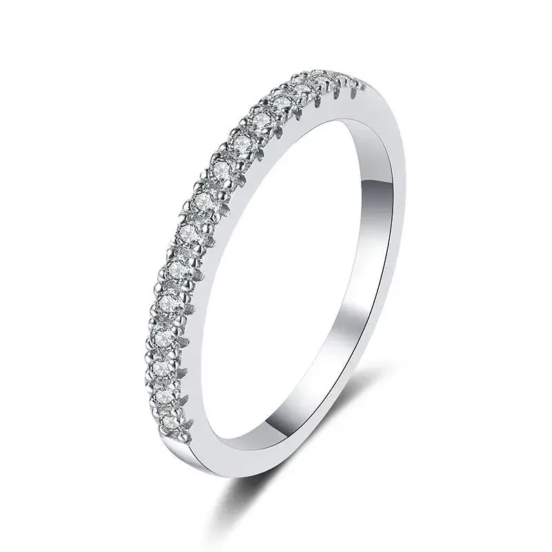 18K Gold Inlaid Diamond Moissanite Ring, Simple PT950 Platinum 22 Point Moissanite All Diamond Light Luxury Fashion Ring