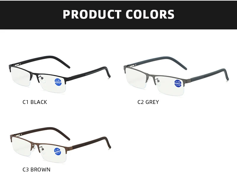 Klassische Halbrahmen Lesebrille Männer Frauen Mode Rechteck Presbyopie Brillen Business Hyperopie Anti Blaues Licht Gläser – Detail 8