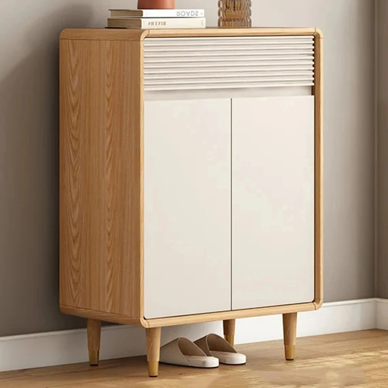 Rak Sepatu Desain Ukuran Besar Gaya Nordik Modern Kayu untuk Ruang Tamu Lemari Sepatu Aman Rak Penyimpanan Sapateira Ornamen Dekorasi Rumah