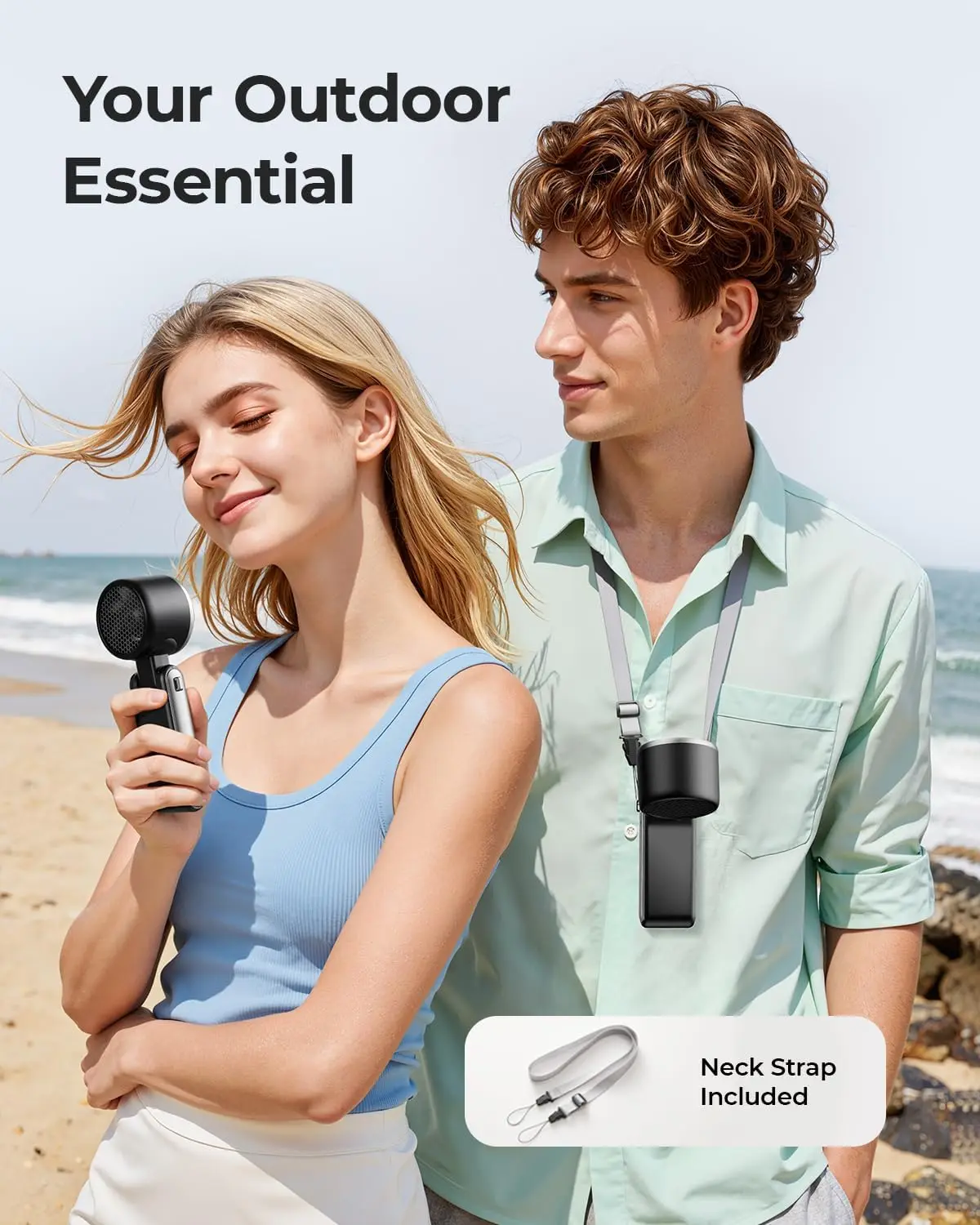 Portable Handheld Turbo Fan - 5 Gear High Speed 4000mAh Rechargeable Mini Personal Hand Fan Blow Cold Air, Battery Operated Trav
