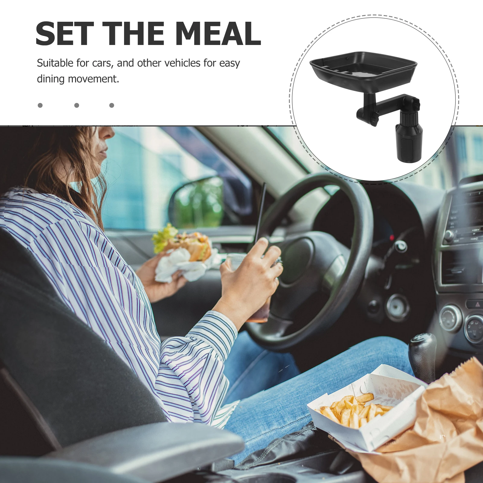 

Car Food Tray Practical ABS Material Auto Cup Holder Tray Vehicle Dining Table Road Trip Accessories Car Trays for Eating