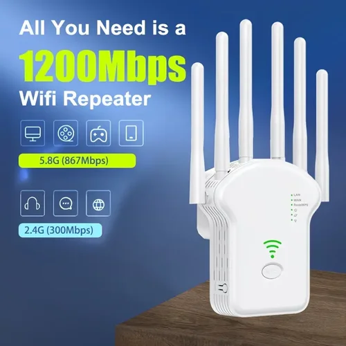 장거리 무선 와이파이 부스터, 5Ghz 2.4G 와이파이 확장기, 1200Mbps 300Mbps 와이파이 증폭기, 802.11N 와이파이 신호 리피터 