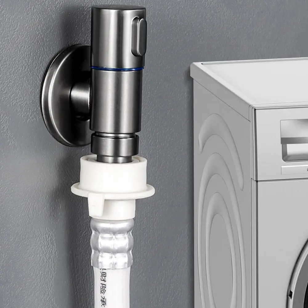 

Automatic Water Stop Valve Washing Machine Faucet Quick Opening Rotary Switch Stainless Steel Water Tap Rust-proof Space Saving