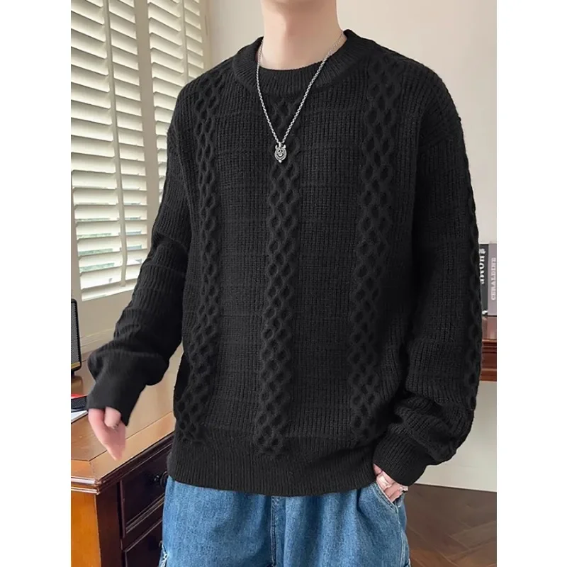 

4 Colors Winter New Knitted Sweater Warm Solid Color Thick Sweaters Man Clothes Mens Sweater Pullover