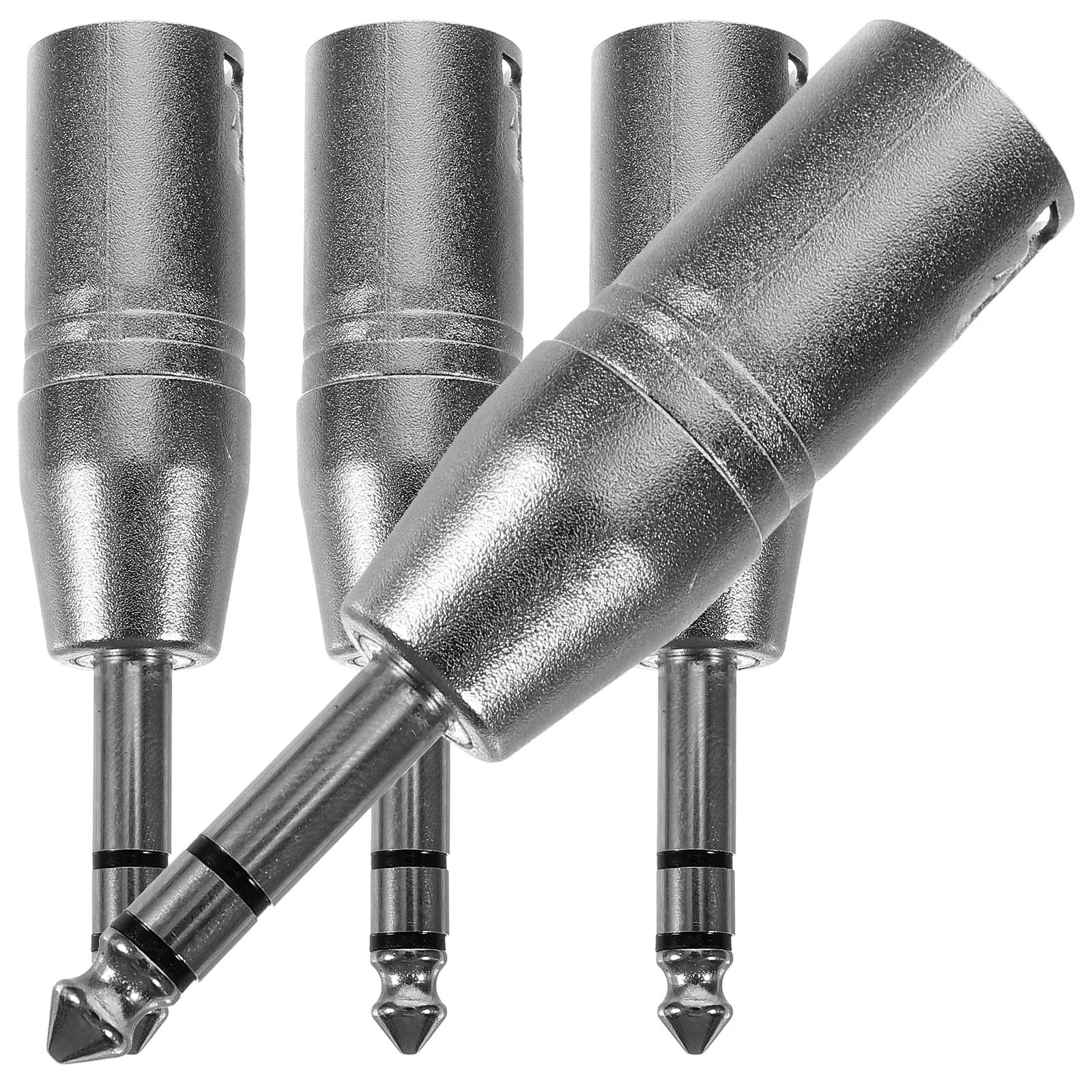 

4 Pcs Adapter Metal 1/4 Trs Stereo 635mm to XLR Male Three-core Mixer Amplifier Audio *4pcs* Converter Silver