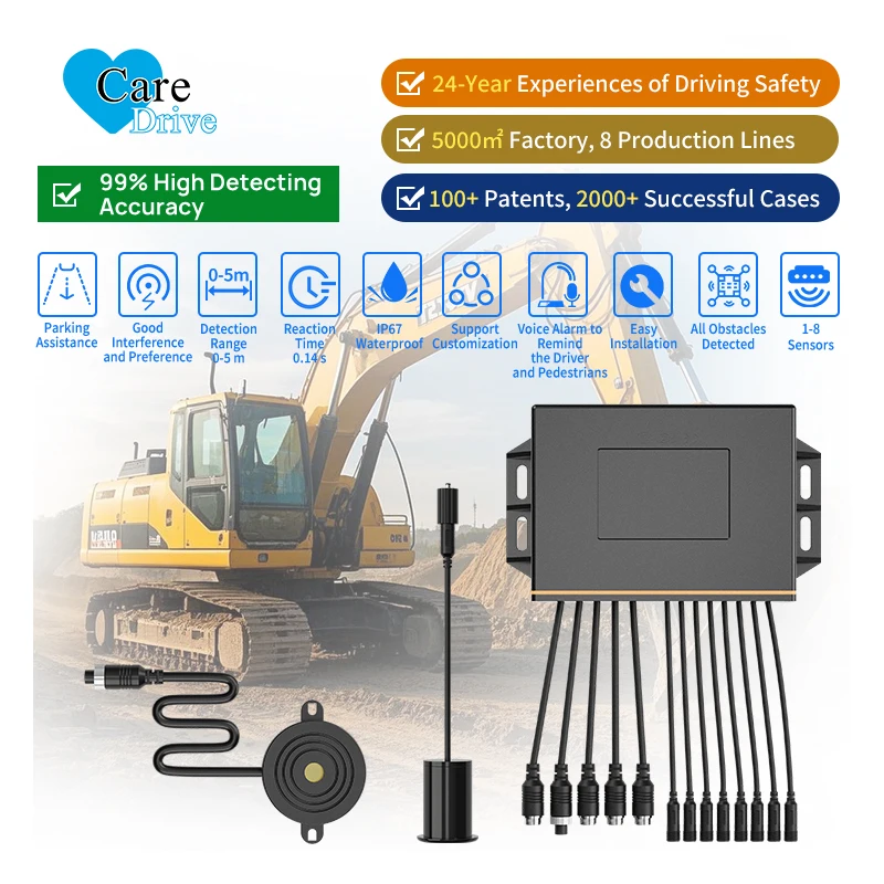 GOOD AlwayCare IP67 Waterproof Ultrasonic Wave Radar Obstacle Avoidance Warning System for Forklift Safety Driving Monitoring Sy