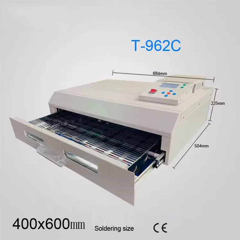 PUHUI T-962C SMD инфракрасный горячий воздух T962C небольшой настольный конвейерная волновая паяльная печь для сварки печатных плат SMT сборочная линия