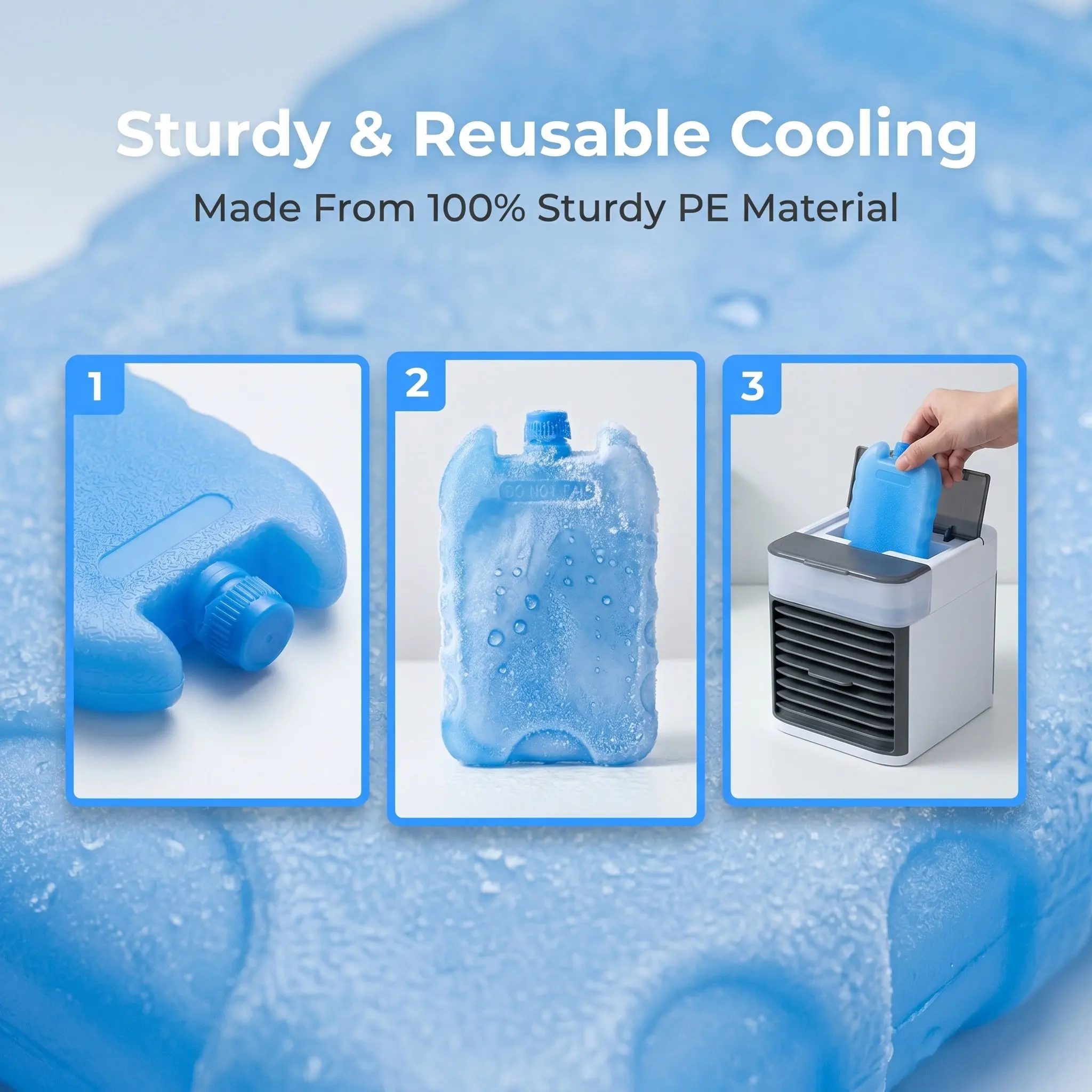 6Pcs Portable Air Cooler Ice Crystal Boxes Reusable Cooling Fan Ice Packs Freezer Packs Energy Saving Fast Cooling for Home