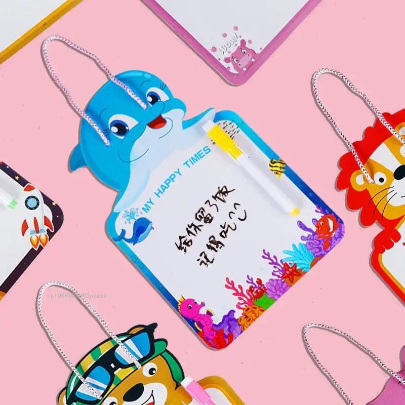 Cartoon Erasable Drawing Board Double-sided Writing Graffiti Drawing Board Cute Animal Shapes Writing Pad Toys 1pcs