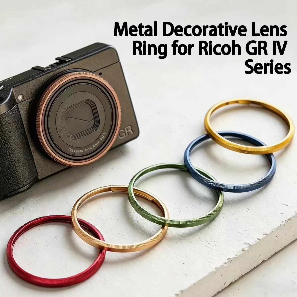 Knurled Aluminum Lens Trim Ring for Ricoh GR4, Easy Install Position Groove, Contact Avoidance, Multi-color Decor Accessory