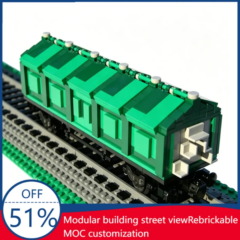 493PCS Customize Brown Long Covered Train Wagon Model Custom Creative Building Blocks DIY Assembly Education Toy Halloween Gift