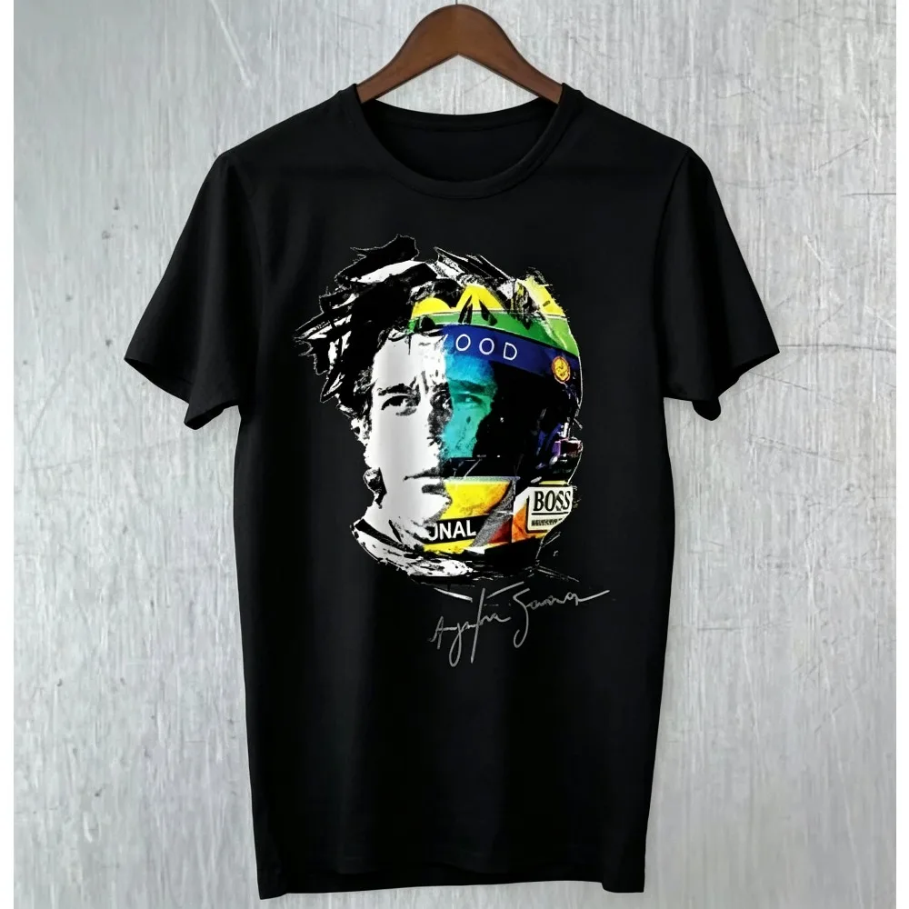 2026 New Ayrton Senna Helmet Element Portrait Graffiti Print Tshirt Racing Fans Unisex Short Sleeve Tee