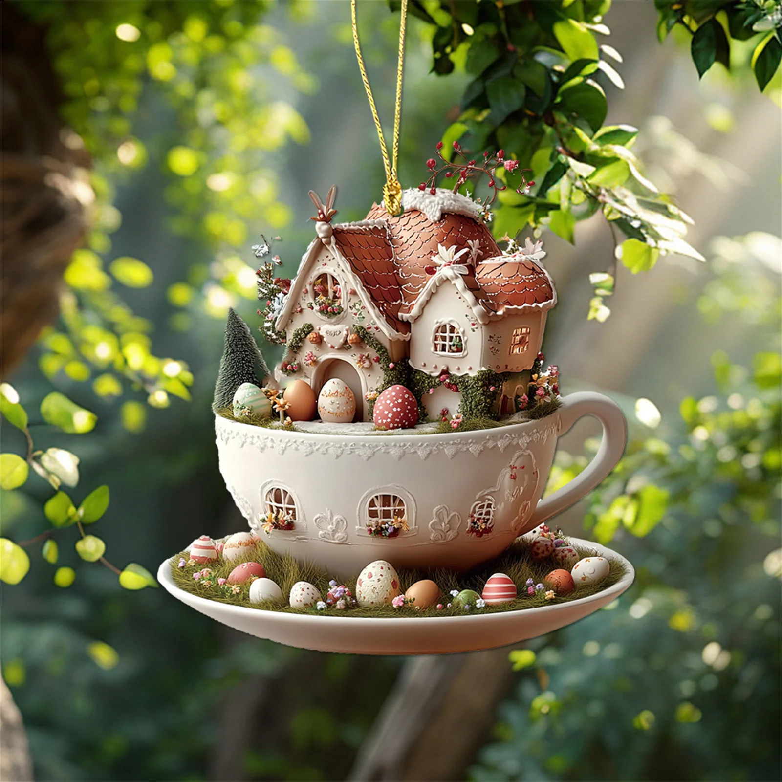 2D عيد الميلاد قلادة الزخرفية رائعة عيد الميلاد ندفة الثلج منزل فنجان القهوة معلقة للمنزل سيارة ديكور الطرف الديكور الدعائم