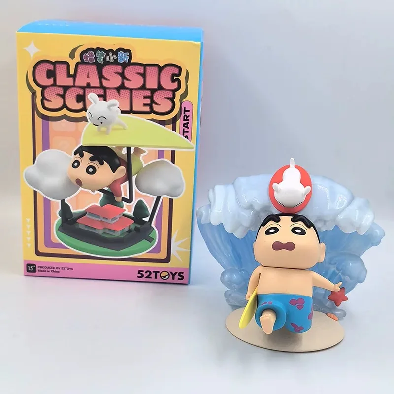 Genuine Blind Box Crayon Shin-Chan Classic Scene Series Anime Cartoon Decorations Pvc Model Action Figurines Ornament Toys Gift