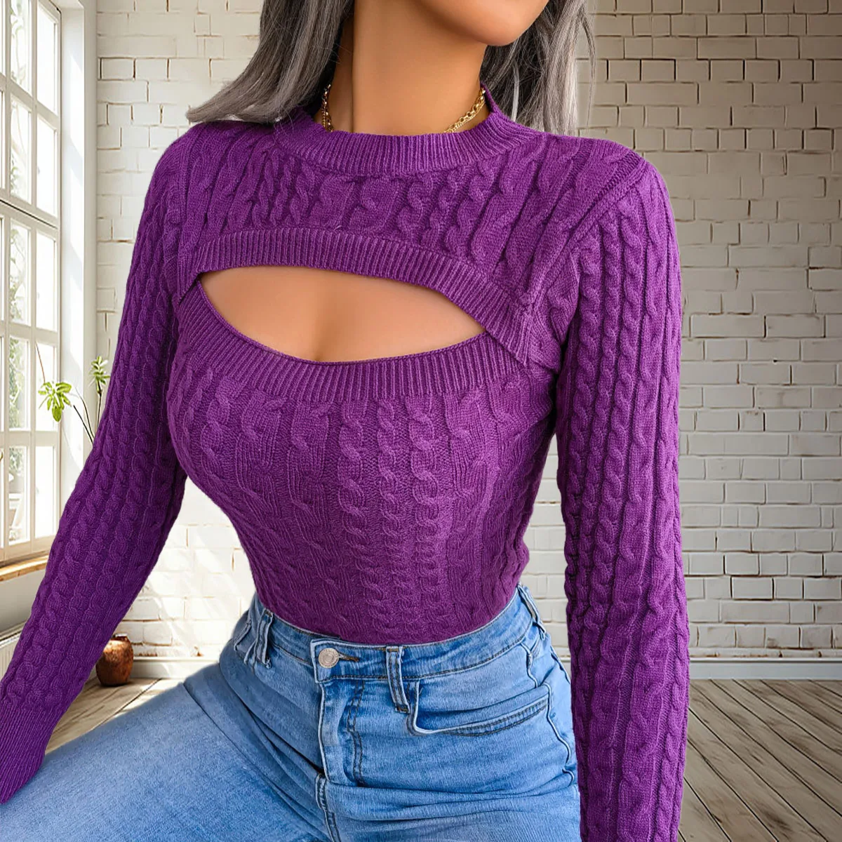 2025 Primavera Nueva Prendas de punto para mujer Suéter con capucha de manga larga hueco sexy disponible en varios colores