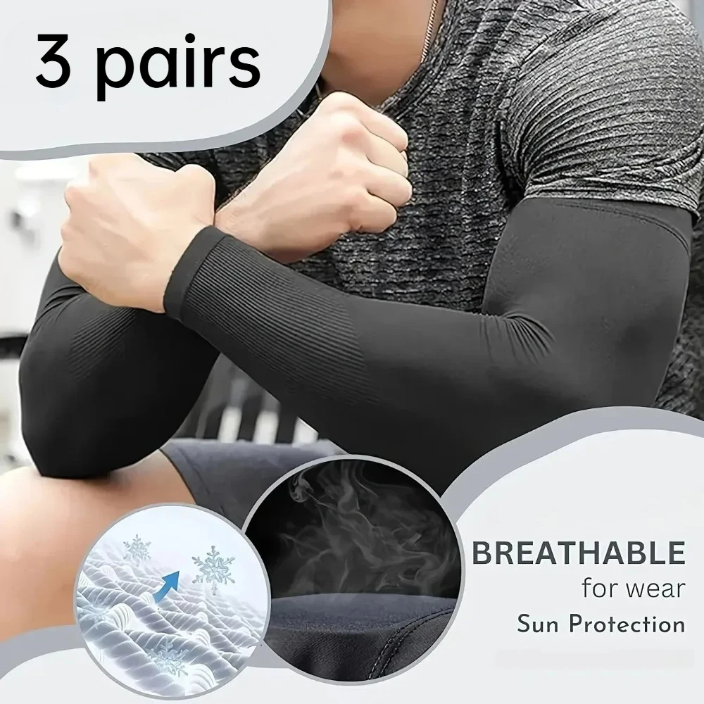 Breathable Sun Arm Covers 3 Pairs UV Protection Arm Sleeves Used For Outdoor Sports, Cycling, Running, Mountaineering