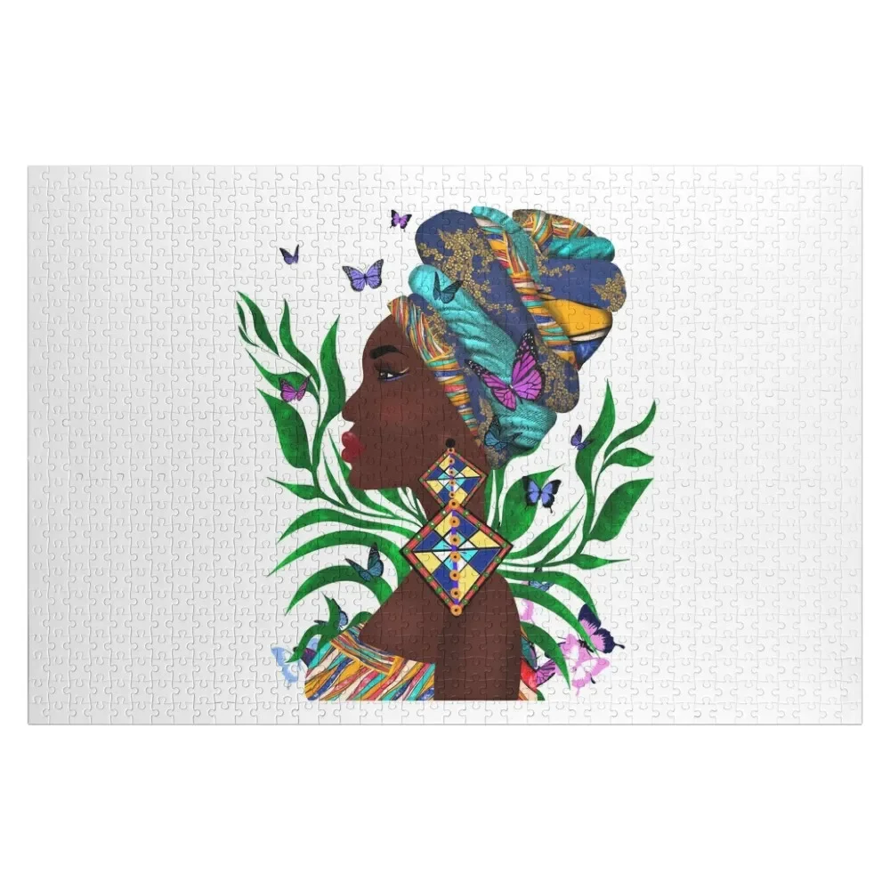 African woman art.Nigerian fashion.Home decor. Jigsaw Puzzle Custom Name Wood Wood Adults Christmas Toys Puzzle