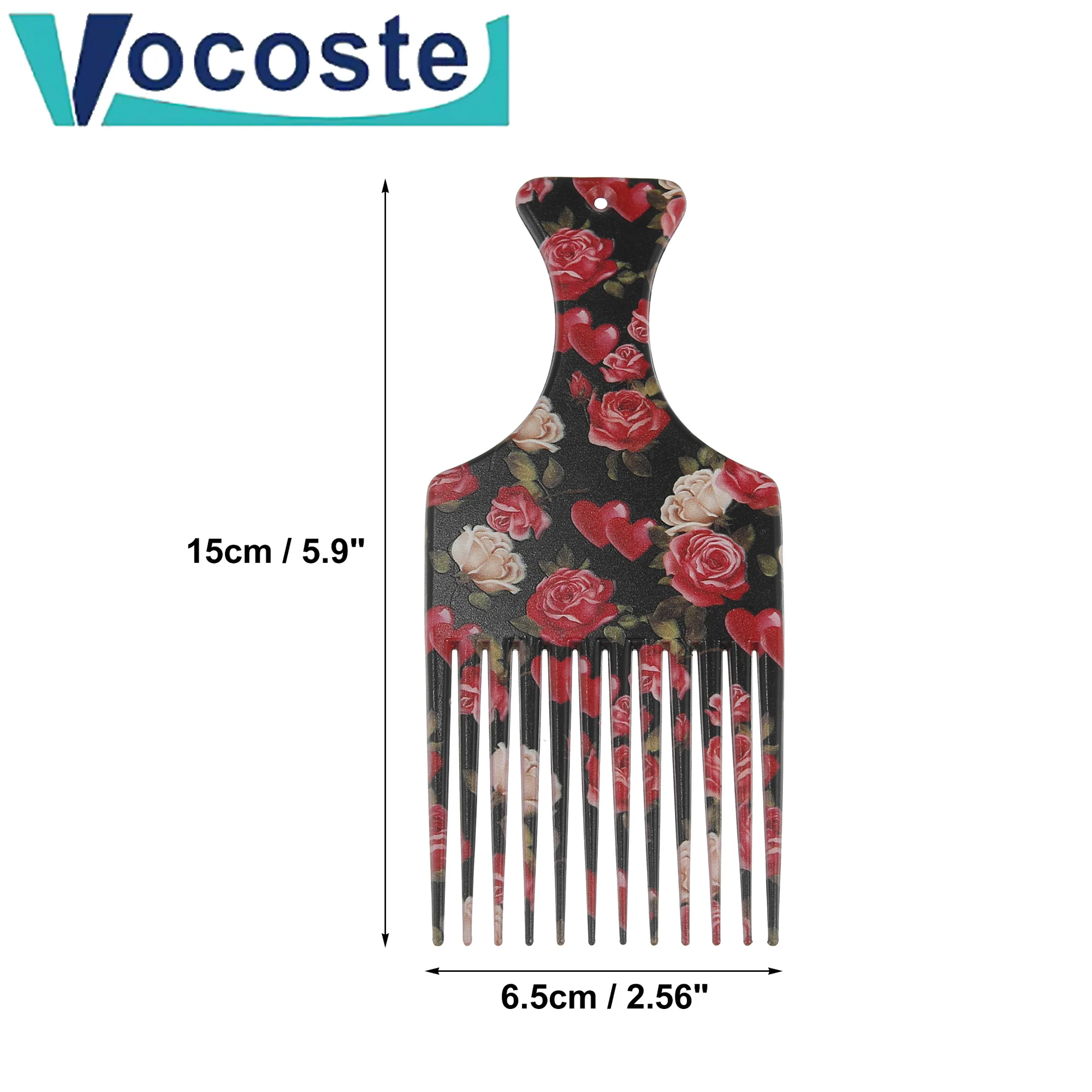 VOCOSTE 5-7.5 Inch Rộng Răng Bàn Chải Chọn Lược Nĩa Bàn Chải Tóc Lắp Lược Đồ Họa Tiết Hoa Cho Nam vải Phi Dụng Cụ Tạo Kiểu Tóc