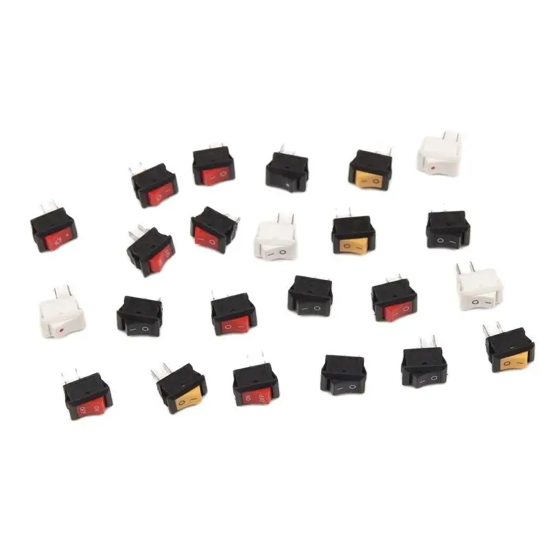 Push Button Switch 10x15mm SPST 2Pin 3A 250V KCD11 Snap-in On/Off Rocker Switch 10MM*15MM Black Red and White