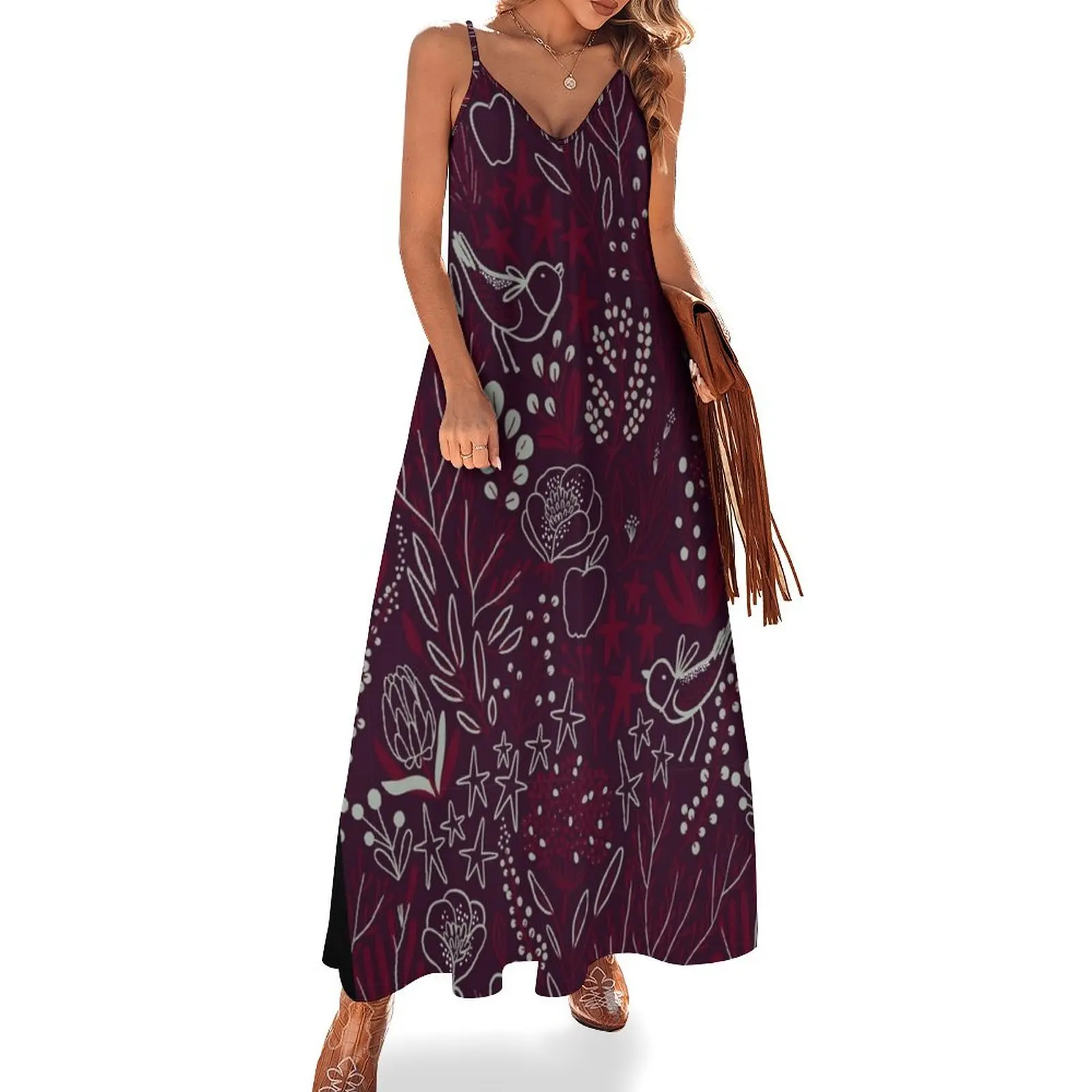 

Burgundian winter Sleeveless Long Dress dress summer cute dress