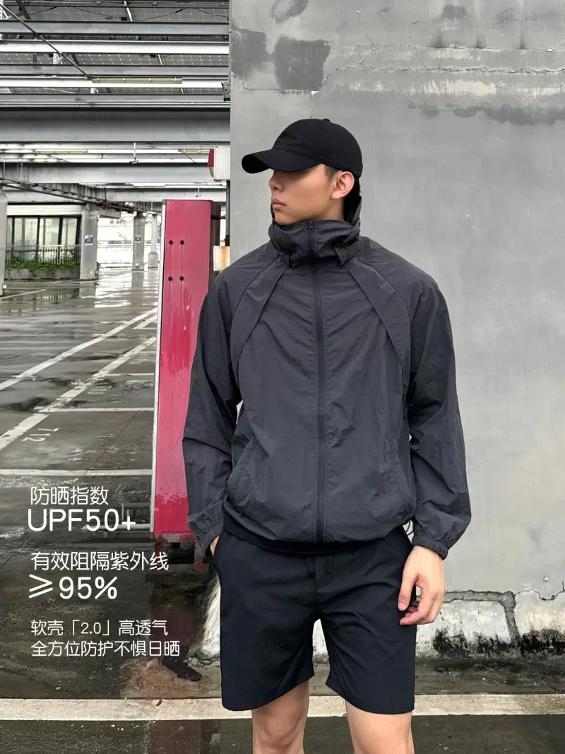 Herren Sommer-Kühljacke mit Sonnenschutz UPF50+, Schnelltrocknend, Atmungsaktiv, mit Kapuze, Windbreaker für Outdoor-Aktivitäten, Wandern, Camping, Radfahren – Detail 31