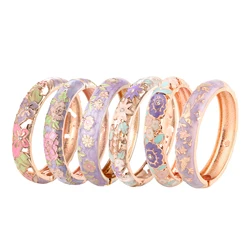 1/6 PCS Purple Enamel Bangle On Hand Cloisonne Bracelet For Women India Women's Hand Bracelets African Jewelry Hawaiian Bohemian