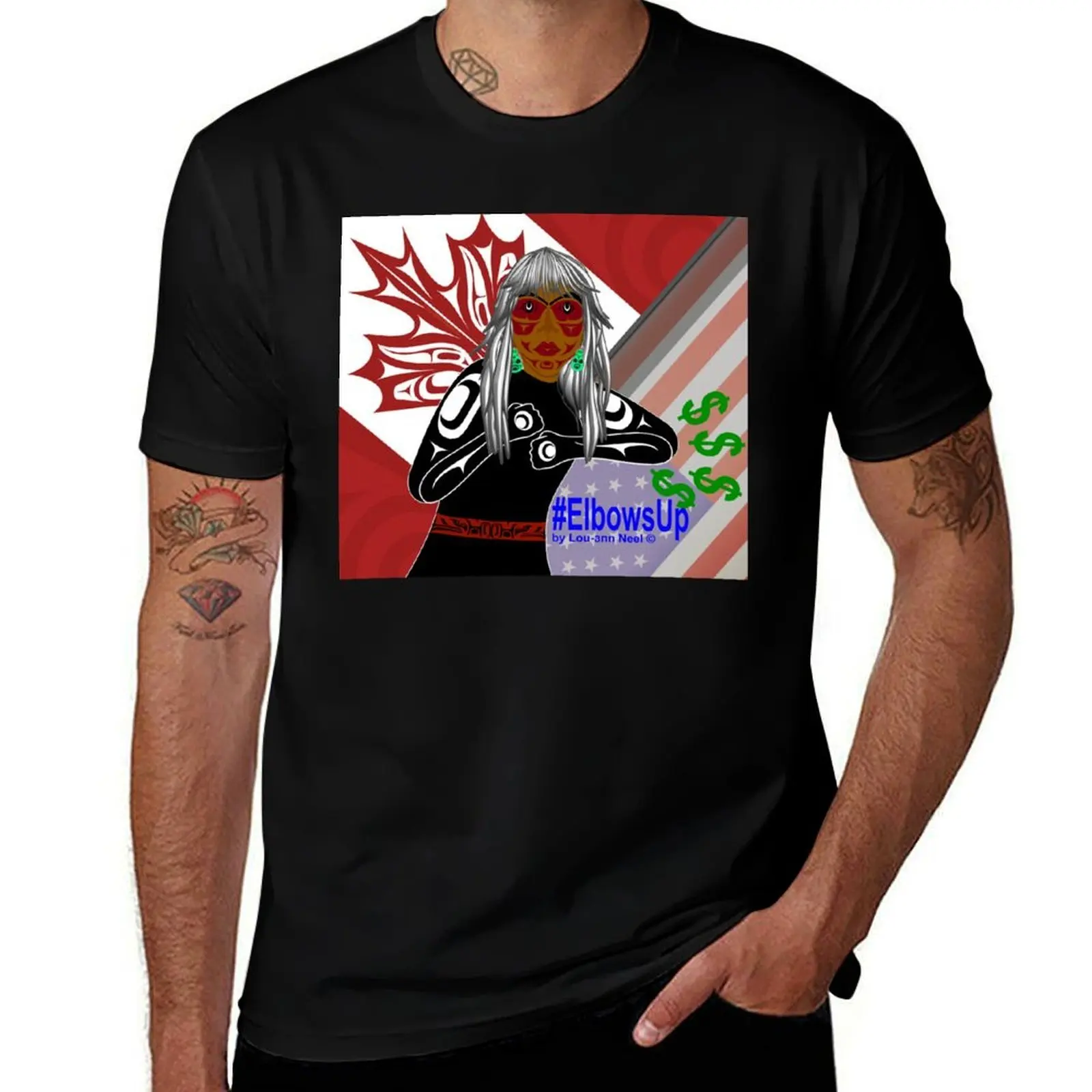 Elbows Up T-Shirt Simple Line Art Print Tee T-Shirt