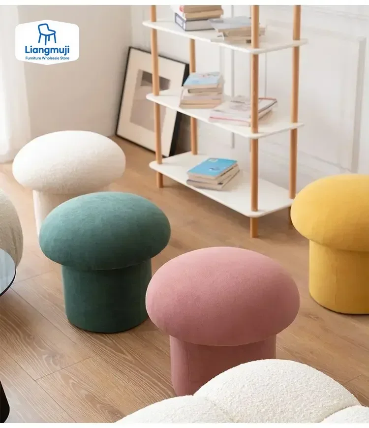 Lamb flannel mushroom stool children's cartoon door shoe stool foot living room ornament chair step stool nordic furniture