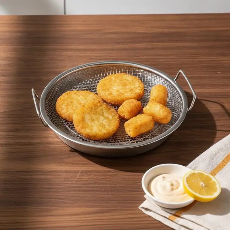 1Set Stainless Steel Frying Oil Filter Basket Kitchen Drain Oil Residue Filter Household Frying Pan Strainer Water Control Tool