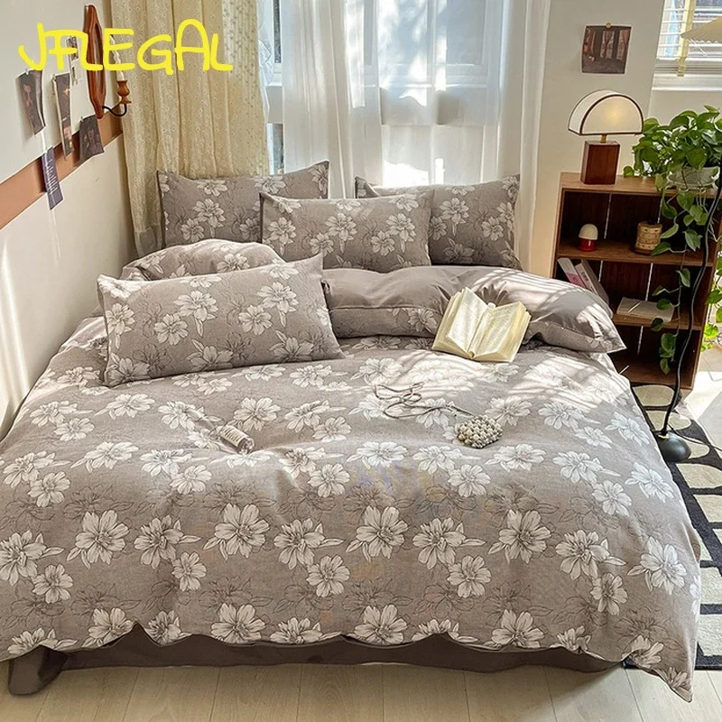 

JFLEGAL 3-layer Yarn Jacquard Cotton 100 Pure Cotton Yarn Bedding Quilt Duvet Bed Cover Bed Set Flat Fitted Sheet Bedding Sets