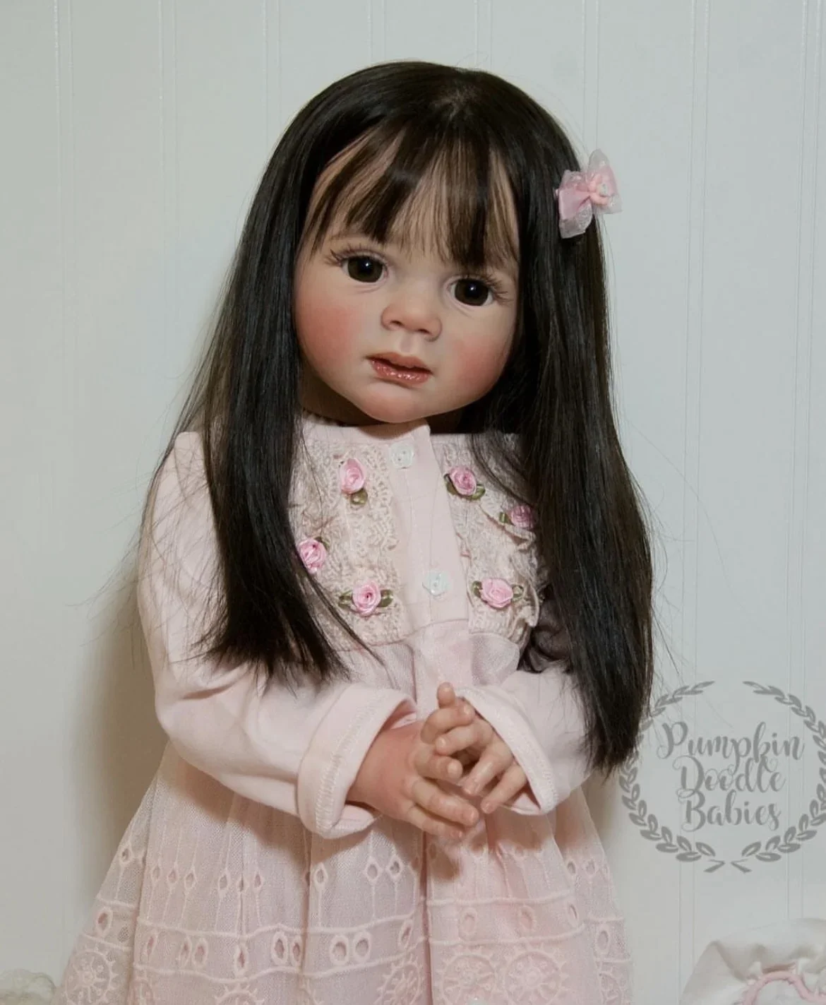 SINO-BB 60cm Already Finished Reborn Baby Doll Fritzi With Black Hair By FBBD Artist Team Real Art Doll Christmas Gift