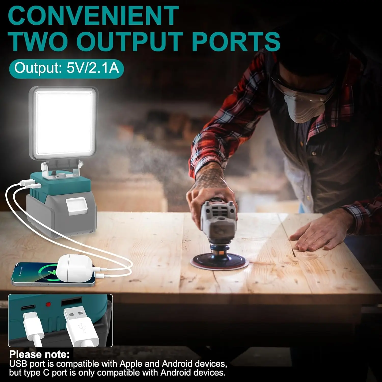 Battery Lamp for Makita 18 V Battery 48 W 5200 LM LED Work Light Portable Floodlights Construction Site Lamp Battery Headlight